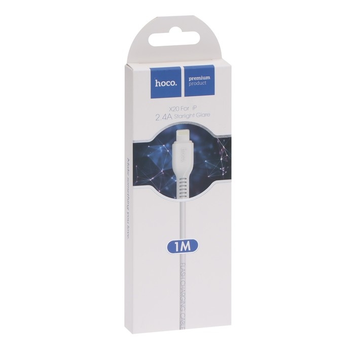 Кабель Hoco X20, Lightning - USB, 2,4 А, 1 м, PVC оплетка, белый Кабель Hoco X20, Lightning - USB, 2,4 А, 1 м, PVC оплетка, белый