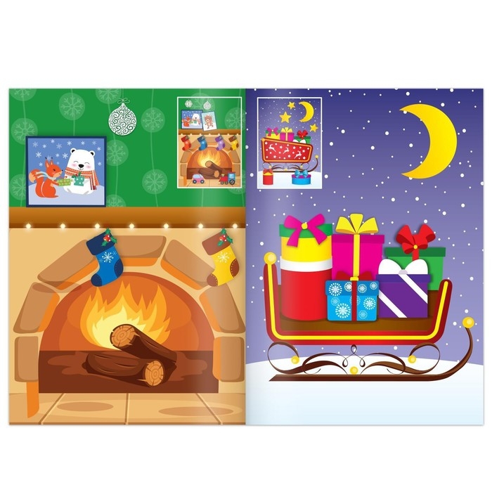 Новогодние аппликации наклейками &laquo;Котёнок&raquo;