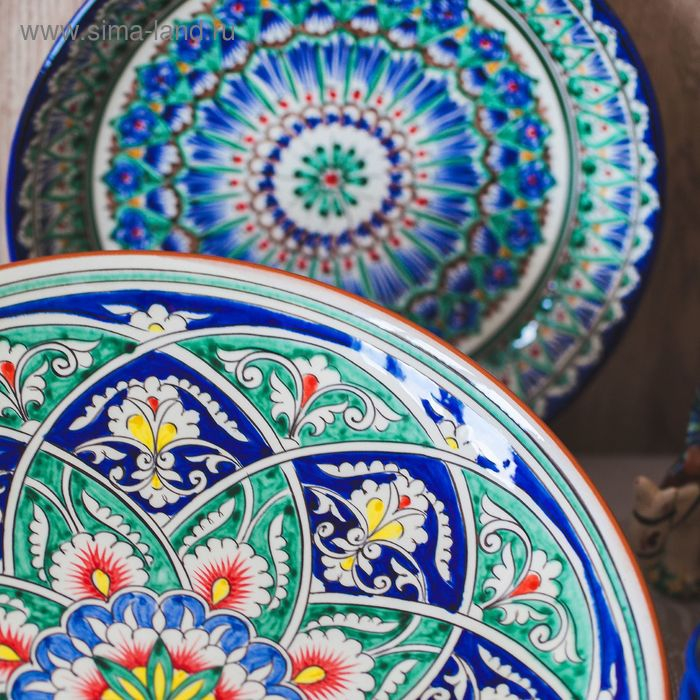 Ляган Риштанская Керамика Ляган Риштанская Керамика "Узоры", 31 см, синий