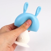 Прорезыватель силиконовый &laquo;Зайка&raquo;, с погремушкой, на присоске, цвет голубой, Крошка Я