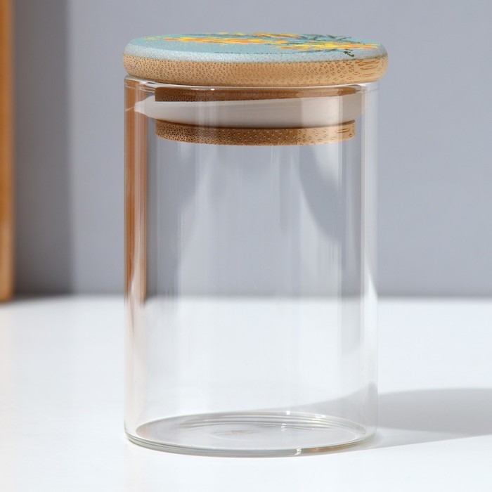 Банка для хранения сыпучих продуктов и круп &laquo;Нежная мимоза&raquo;, 100 мл