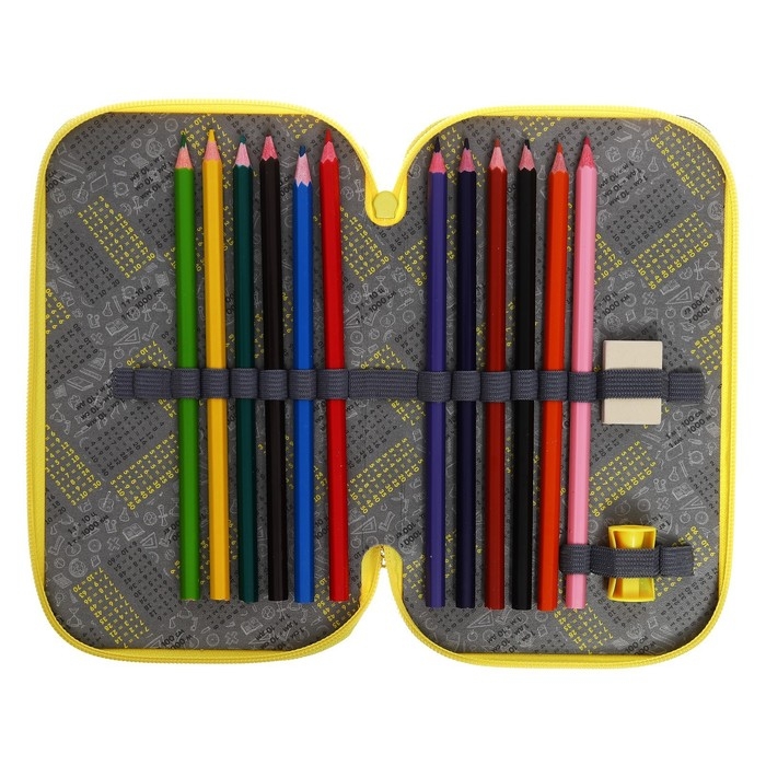 Пенал 2 секции, 125 х 205 мм, с наполнением 23 предмета, Calligrata Пенал 2 секции, 125 х 205 мм, с наполнением 23 предмета, Calligrata "Danger" ламинированный картон, 30П26/2/set