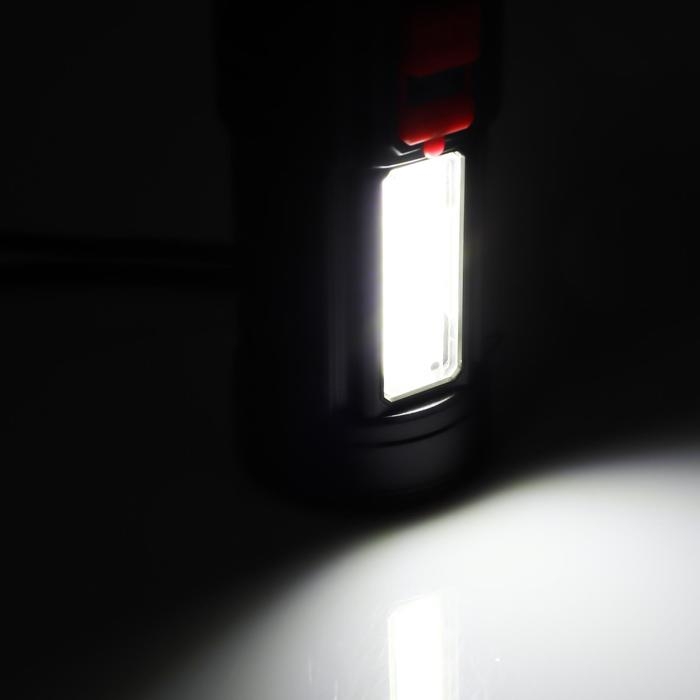 Фонарь ручной аккумуляторный, 3 Вт+3 Вт, 1200 мАч, COB, индикатор заряда