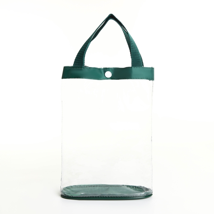 Косметичка на кнопке, цвет зелёный/прозрачный Косметичка на кнопке, цвет зелёный/прозрачный