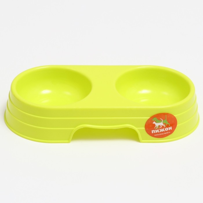 Миска пластиковая двойная Миска пластиковая двойная "Дуэт", 24 х 12,5 х 4,5 см, зелёная
