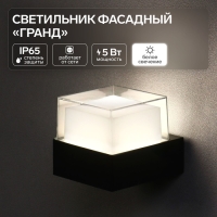 Светильник фасадный «Гранд», FSD-038, 5 Вт, 4000К, IP65, 220 В, пластик, черный Светильник фасадный «Гранд», FSD-038, 5 Вт, 4000К, IP65, 220 В, пластик, черный