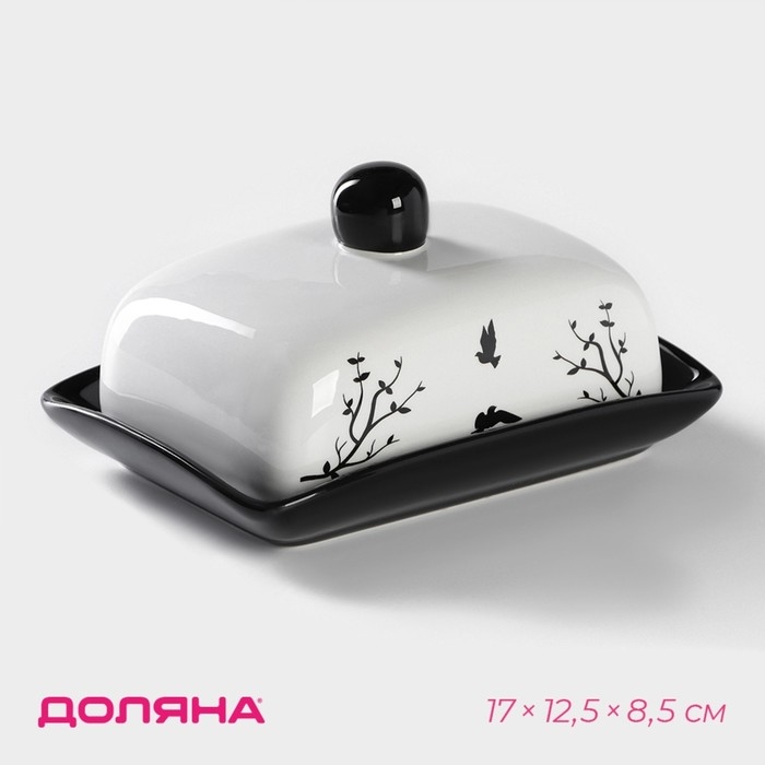 Маслёнка Доляна &laquo;Весенний вечер&raquo;, 17&times;12,5&times;8,5 см, цвет белый