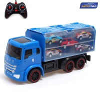 Грузовик радиоуправляемый &laquo;Автовоз&raquo;, с 5 машинками, работает от аккумулятора, цвет синий