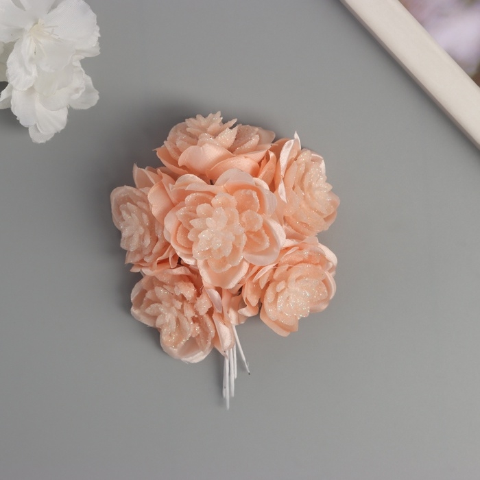 Декор для творчества Декор для творчества "Камелия" оранжевый (1 набор=1 букет) в букете 6 шт 4х11 см