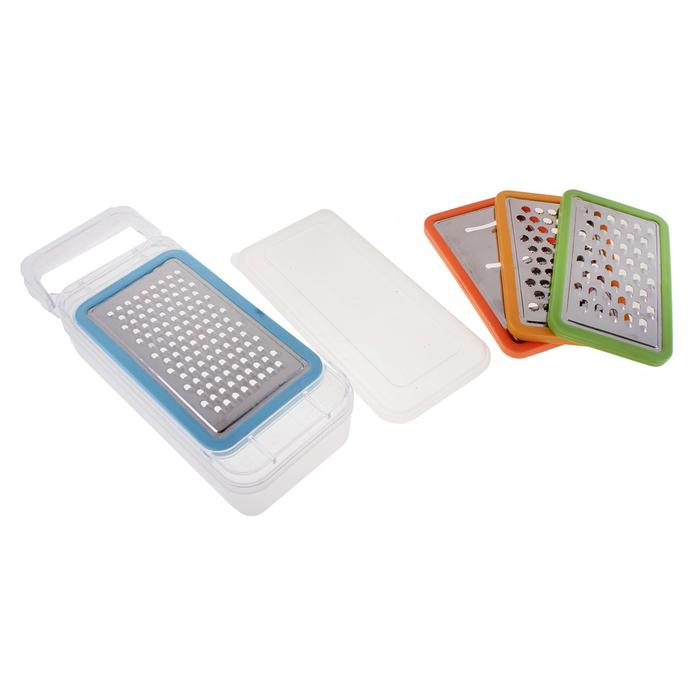 Тёрка-контейнер, 9&times;27 см, 4 насадки, цвет МИКС