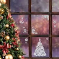 Набор наклеек новогодних "Ёлка белая" вырубная, 40 х 30 см Набор наклеек новогодних "Ёлка белая" вырубная, 40 х 30 см