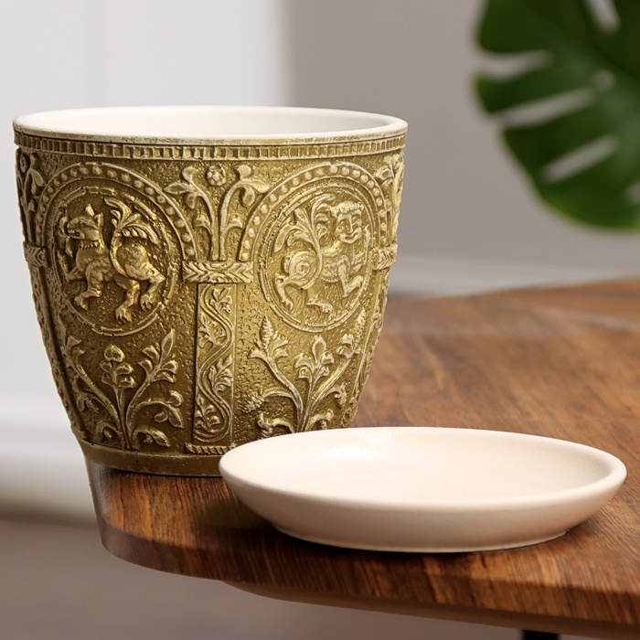 Горшок цветочный "Былина" оливковый бутон №2, 1,31л