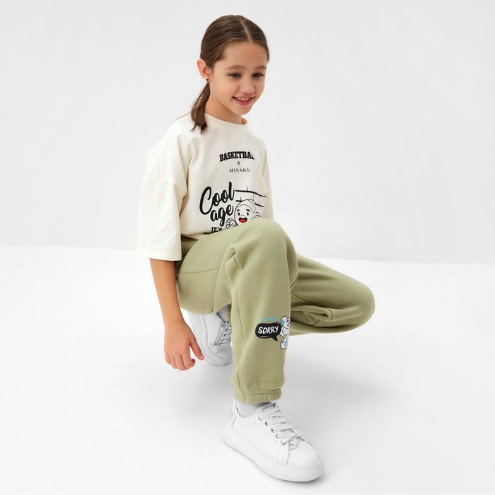 Брюки детские MINAKU: CRUSH, цвет оливковый, рост 122 см