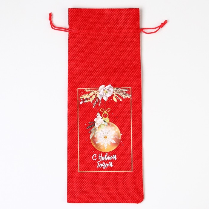 Мешок с термонаклейкой под бутылку &laquo;Ёлочные игрушки&raquo;, 13 х 31 см +/- 1.5 см, Новый год