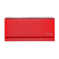 Планинг датированный 2024 года, 294 х 142 мм, 64 листа, на гребне, Attomex.Lancaster, твёрдая обложка балакрон, блок 70 г/м2, красный