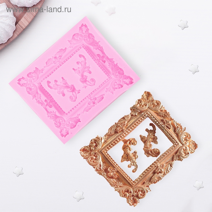 Молд &laquo;Рамка, лепнина&raquo;, силикон, 9,5&times;11,5 см, цвет МИКС