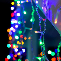 Гирлянда &laquo;Бахрома&raquo; 3 &times; 0.9 м, IP44, УМС, прозрачная нить, 232 LED, свечение мульти, 220 В