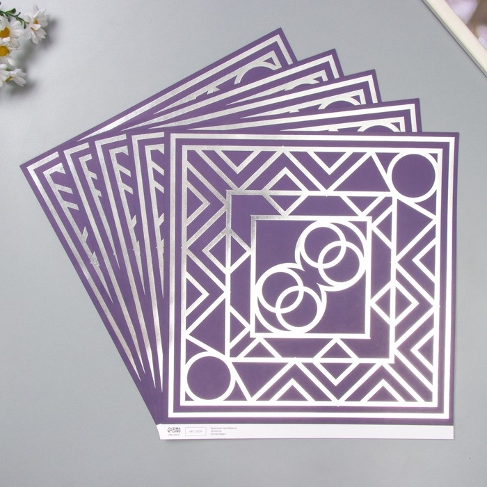 Бумага д/скрапа двусторонняя "Эклектика серебро и мехенди" 180 гр набор 5 шт 30,5х32см