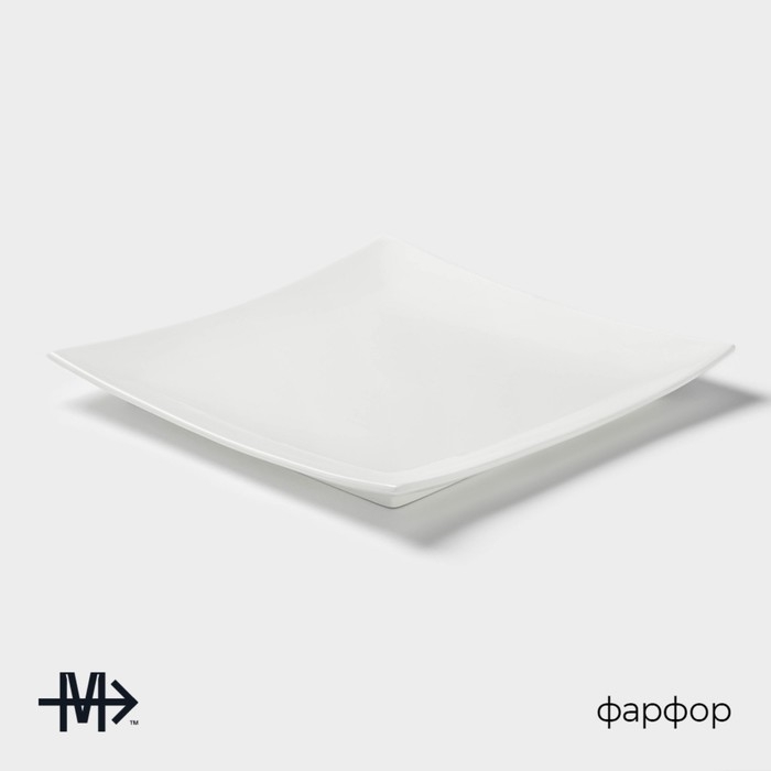 Блюдо фарфоровое для подачи Magistro &laquo;Квадрат Бланш&raquo;, d=36,5 см, цвет белый