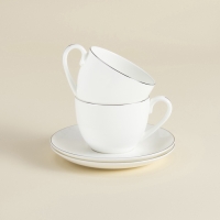 Чайные пары SL Home &laquo;Каскарон&raquo;, 240 мл, набор 2 шт, костяной фарфор, белые