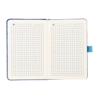 Ежедневник недатированный, формат А6, 100 листов, в клетку, обложка кожзам, на резинке, синий