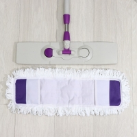 Швабра для мытья пола плоская Доляна, насадка из микрофибры 55&times;14 см, телескопическая стальная ручка 80-128 см, цвет МИКС