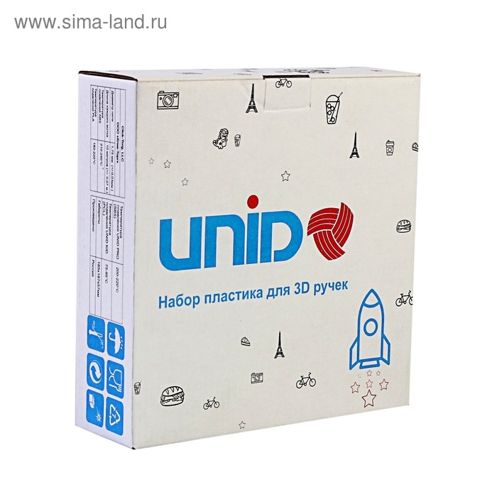 Пластик UNID PRO-6, для 3Д ручки, 6 цветов в наборе, по 10 метров