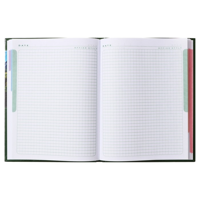 Бизнес-блокнот А5, 80 листов, в клетку "Горный пейзаж", твёрдая обложка, 5-цветный блок, блок 65г/м2