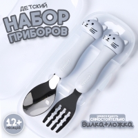 Набор детских столовых приборов в футляре &laquo;Котята&raquo;, вилка, ложка