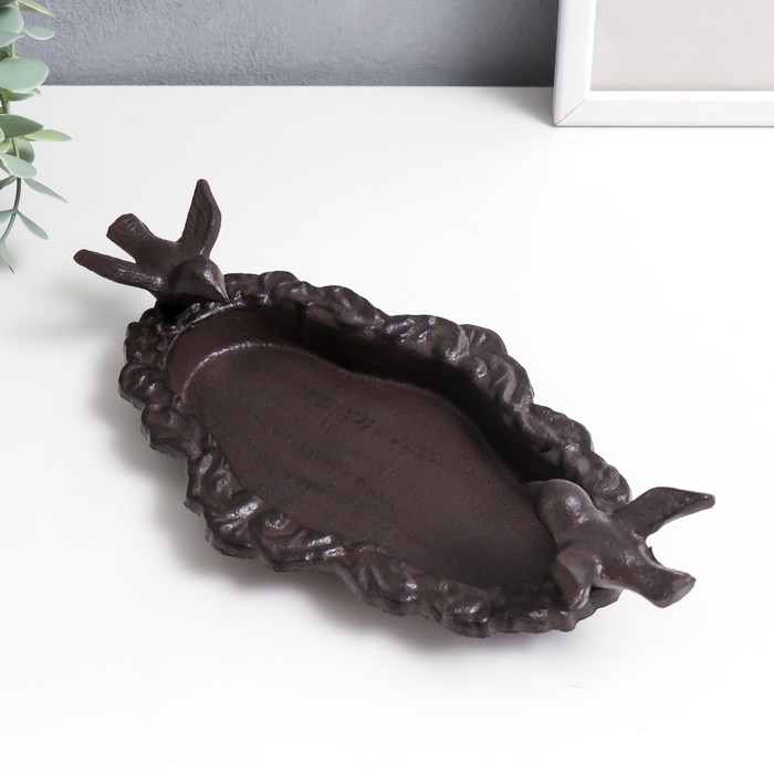 Сувенир чугун подставка Сувенир чугун подставка "Птицы на блюде" 5х13х25 см