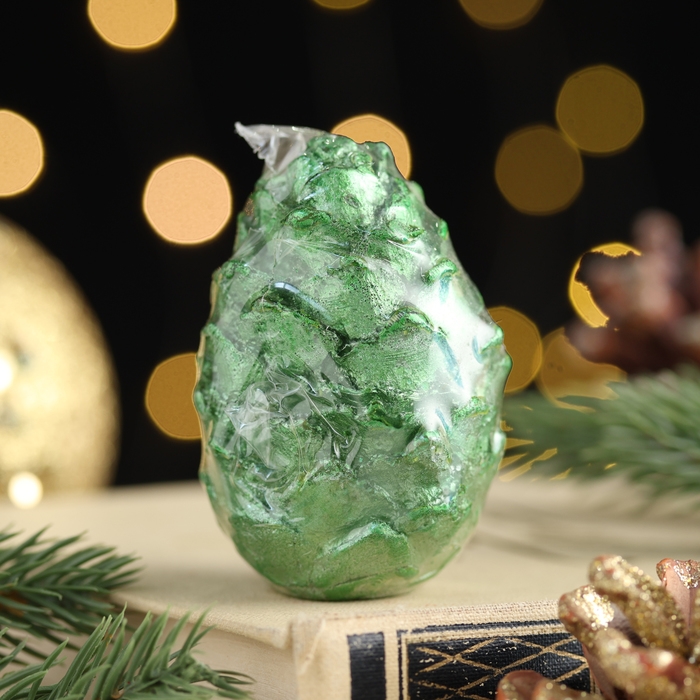 Свеча лакированная Свеча лакированная "Шишка", Зёлёная, 6 см