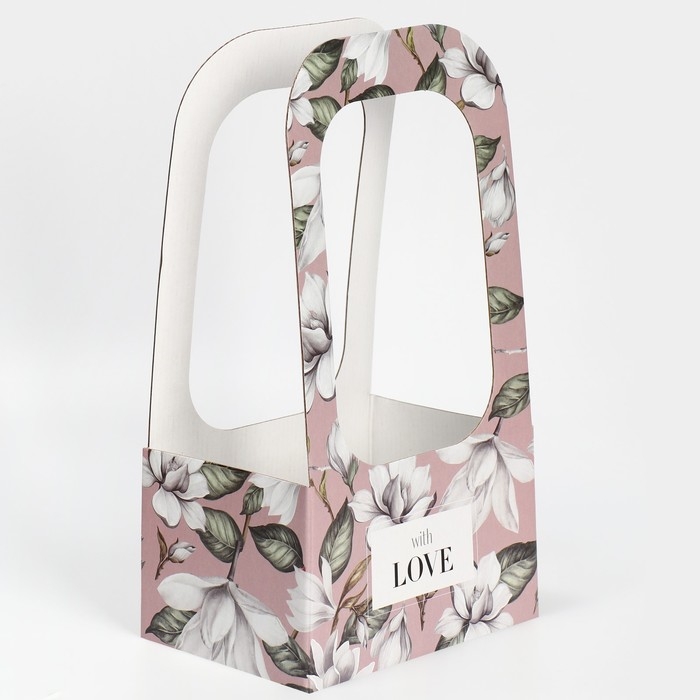 Коробка-переноска для цветов &laquo;С любовью&raquo;, 17 &times; 12 &times; 32 см