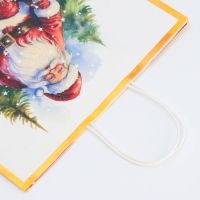 Новый год. Пакет бумажный подарочный новогодний крафт "С Новым Годом" 32 х 17,5 х 37 см.