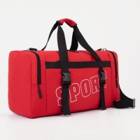 Сумка спортивная на молнии, 2 наружных кармана, средний размер, цвет красный Сумка спортивная на молнии, 2 наружных кармана, средний размер, цвет красный