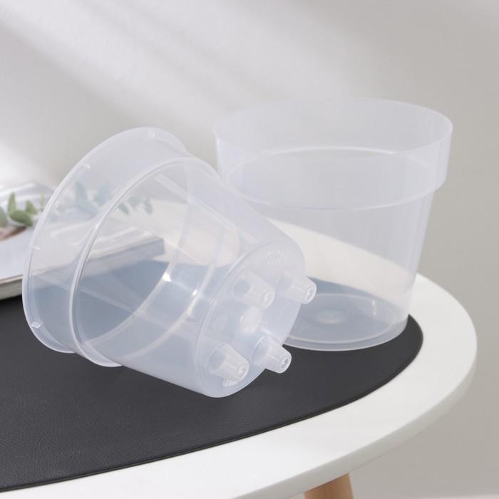 Кашпо для цветов со вставкой «Порто», 1 л, цвет прозрачный Кашпо для цветов со вставкой «Порто», 1 л, цвет прозрачный