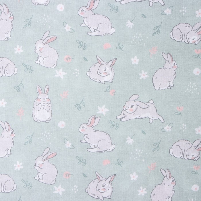 Постельное бельё Крошка Я &laquo;Зайчик на лужайке&raquo;, 112х143 см, 60х120+20 см, 40х60 см, 100% хлопок, бязь
