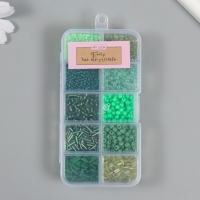 Бисер стекло 2/0, 6/0, 8/0, 12/0 в шкатулке "Зелёный" стеклярус 12,5х6,5х2 см Бисер стекло 2/0, 6/0, 8/0, 12/0 в шкатулке "Зелёный" стеклярус 12,5х6,5х2 см