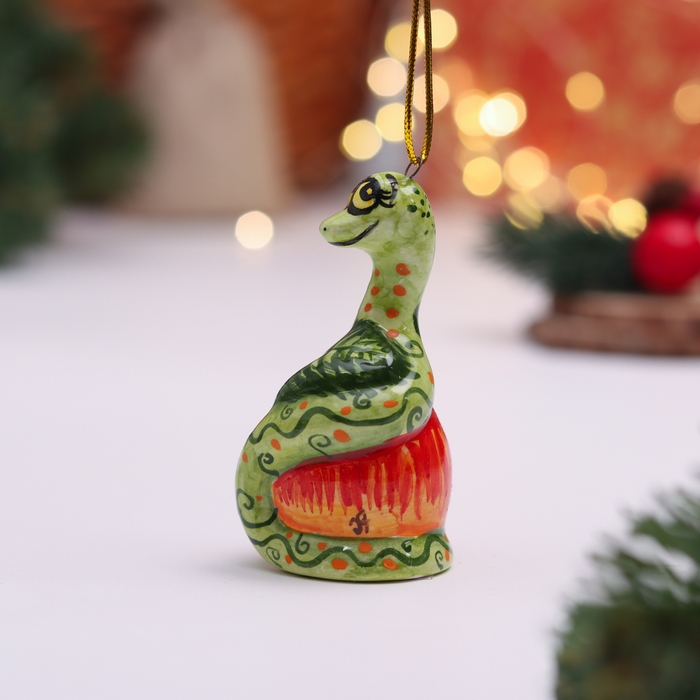 Сувенир "Змея на яблоке", 10 см, майолика