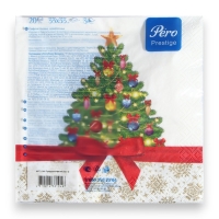 Новогодние салфетки бумажные Pero Prestige &laquo;Праздничная ель&raquo;, 3 слоя, 33х33, 20 шт.