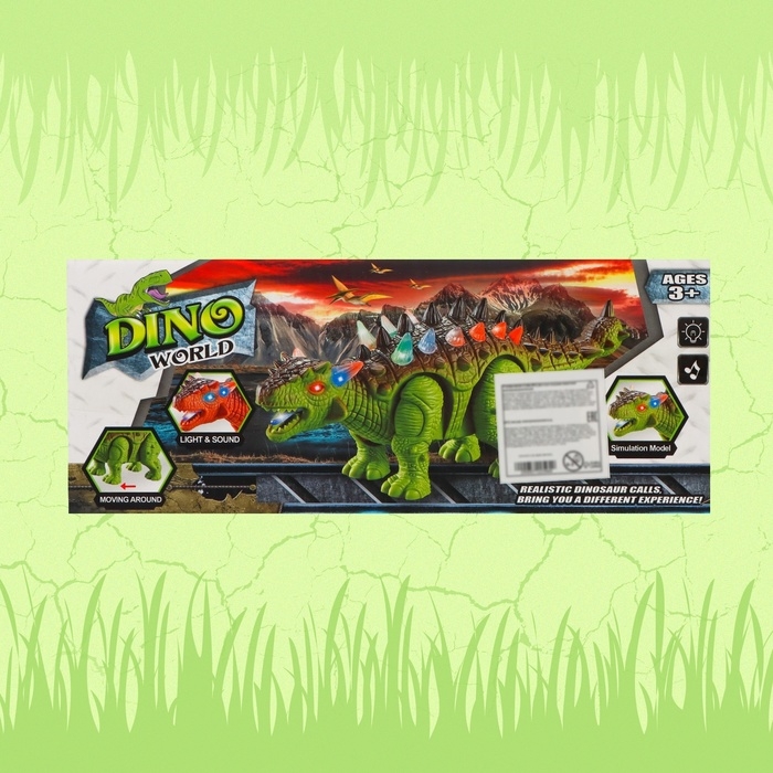 Динозавр &laquo;Анкилозавр&raquo; работает от батареек, световые и звуковые эффекты, цвет зелёный