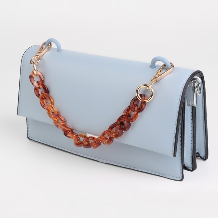 Цепочка для сумки, пластиковая, с карабинами, 23 &times; 17 мм, 29 - 29,5 см, цвет янтарный/золотой