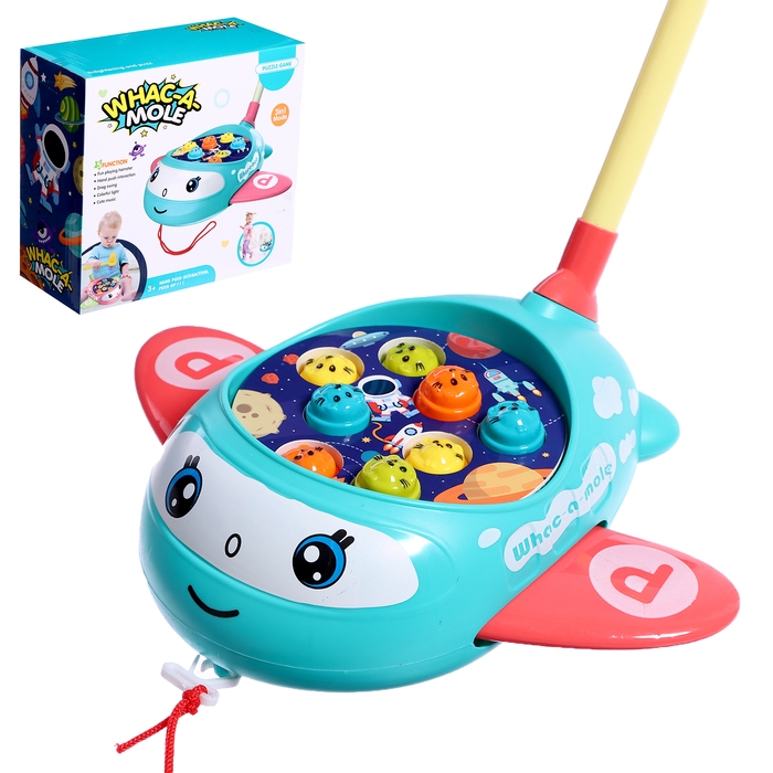 Каталка на палке &laquo;Световой самолётик&raquo;, световые и звуковые эффекты, цвета МИКС