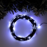 Гирлянда «Нить» 10 м роса, IP20, чёрная нить, 100 LED, свечение белое, 12 В Гирлянда «Нить» 10 м роса, IP20, чёрная нить, 100 LED, свечение белое, 12 В