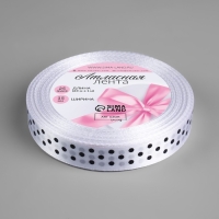 Лента атласная «Горошек», 15 мм × 23 ± 1 м, цвет белый №001 Лента атласная «Горошек», 15 мм × 23 ± 1 м, цвет белый №001