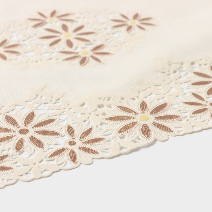 Салфетка ажурная для стола «Лютики», 45×30 см , цвет бежево-коричневый Салфетка ажурная для стола «Лютики», 45×30 см , цвет бежево-коричневый