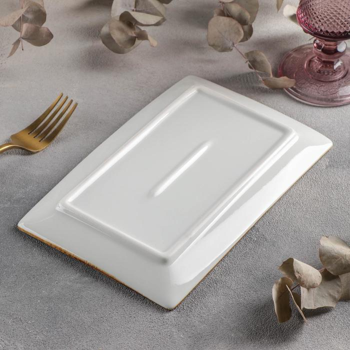 Блюдо керамическое прямоугольное «Созвездие», 22×14 см, цвет зелёный Блюдо керамическое прямоугольное «Созвездие», 22×14 см, цвет зелёный