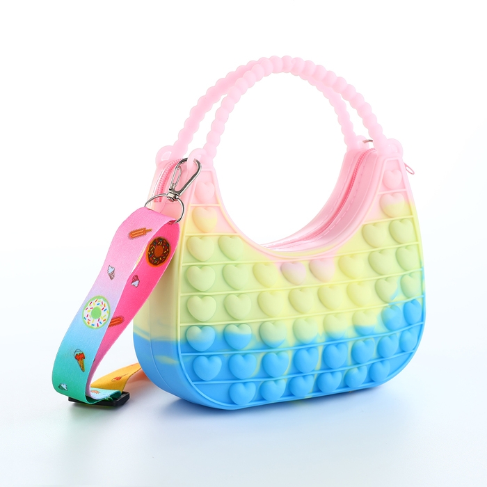 Сумка детская для девочки на молнии &laquo;Выбражулька&raquo;, pop it, цвет розовый/жёлтый/синий