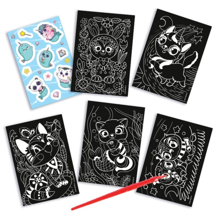 Гравюра блокнот детский «Зверята», 10 листов, штихель Гравюра блокнот детский «Зверята», 10 листов, штихель