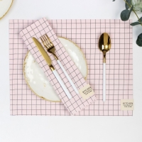 Набор салфеток Этель "Клетка" 30х40 см - 2 шт, 80% хл, 20% пэ, сатин 110 г/м2 Набор салфеток Этель "Клетка" 30х40 см - 2 шт, 80% хл, 20% пэ, сатин 110 г/м2