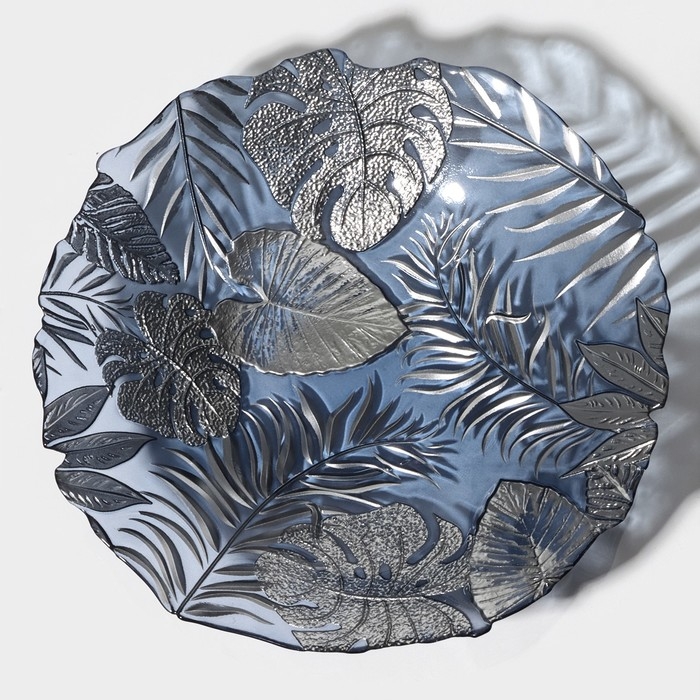 Салатник стеклянный &laquo;Арабис&raquo;, d=33 см, цвет голубой